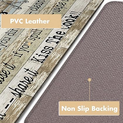 HomeStretch Kitchen Mat Set of 2, Kitchen Rugs Anti-Fatigue Non-Slip Kitchen Floor Mats Waterproof Standing Mat with Sayings, Warming Gifts for Kitchen Decor, 17