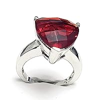 R71010R Simple Style Ruby Red Helenite Trillian Cut 10x10mm 1.956Ct Sterling Silver Ring