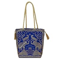 Handicraft Bazarr Hand Bags for Women Brocade Silk Purse Vintage Hobo Hand Held Bag Traditional Golden Embroidery Work Shoulder Bag