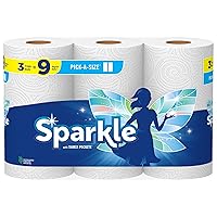 Sparkle Pick-A-Size White Paper Towel, 3 Triple Rolls= 9 Regular Rolls