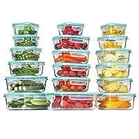Vtopmart 18Pack Glass Food Storage Containers with Lids, Meal Prep Containers, Airtight Lunch Containers Bento Boxes with Leak Proof Locking Lids for Microwave, Oven, Freezer, Dishwasher