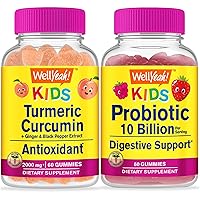 Turmeric Curcumin Kids + Probiotics 10B Kids, Gummies Bundle - Great Tasting, Vitamin Supplement, Gluten Free, GMO Free, Chewable Gummy