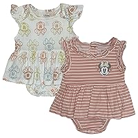 Disney Baby Girls' Minnie Mouse 2 Pack Romper Dresses, White (12 Months)