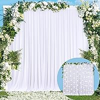 10x10 White Backdrop Curtain for Parties Wedding Wrinkle Free White Photo Curtains Backdrop Drapes Fabric Decoration for Baby Shower 5ft x 10ft,2 Panels