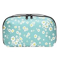 Electronics Organizer, Cute Daisy Flower Small Travel Cable Organizer Carrying Bag, Compact Tech Case Bag for Electronic Accessories, Cords, Charger, USB, Hard Drives
