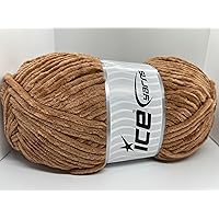 Brown Chenille Baby Light Yarn - Use for DK or Worsted Weight 100 Gram (3.53 Ounces) 175 Meters (191 Yards)