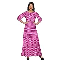 Round Neck 3/4 Sleeve Long Dress for Women Plus Size Summer Clothing
