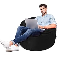 Amazon Basics Memory Foam Filled Bean Bag Chair with Microfiber Cover, 4 ft, Black, Solid