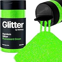Hemway Fluorescent Green Glitter Microfine 125g/4.4oz Powder Metallic Resin Craft Flake Shaker for Epoxy Tumblers, Hair Face Body Eye Nail Art Festival, DIY Party Decorations Paint