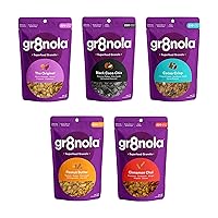 gr8nola MINI SNACK PACKS - Healthy, Low Sugar Granola Cereal - Made with Superfoods - Soy Free, Dairy Free and No Refined Sugar - Variety 5-Pack - 1.75 ounces each