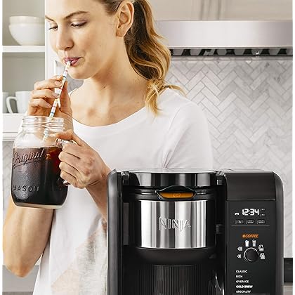 Ninja Hot and Cold Brewed System, Auto-iQ Tea and Coffee Maker with 6 Brew Sizes, 50 fluid ounces, 5 Brew Styles, Frother, Coffee & Tea Baskets with Glass Carafe (CP301),Black