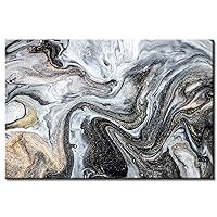 Abstract Fluid Ink Wall Art for Living Room Black and White Gold Marble Canvas Print Picture Bedroom Wall Decor 24x36