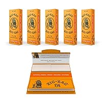 Zig-Zag Rolling Papers - French Orange Combo Packs: 5 Packs 1 1/4 Rolling Papers & Tips - 100% Unbleached Tips, Vegan, GMO/Dye/Chlorine-Free 32 Papers & 32 Tips per Pack. 78 mm