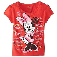 Disney Girls' Short Sleeve Minnie Mouse Red T-Shirt