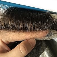 Toupee for Men Invisible Hairline Full French Lace with Thin Skin Indian Remy Human hair Replacement System Light to Medium Density Male Hair Pieces, 8X10