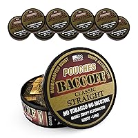 10 Cans, BaccOff Classic Straight Pouches, Premium Tobacco Free, Nicotine Free Snuff Alternative
