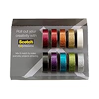 Scotch Glitter Washi Tape, 10 Rolls, Great for Use in Bullet Journal, School Supplies, Craft Supplies, and Teacher Appreciation Gifts (C517-10-SIOC)