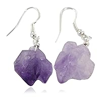 $80Tag Certified Silver Navajo Natural Amethyst Native American Earrings 18270-6 Made By Loma Siiva