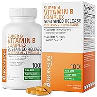 Super B Vitamin B Complex Sustained Slow Release (Vitamin B1, B2, B3, B6, B9 - Folic Acid, B12) Contains All B Vitamins 100 Tablets