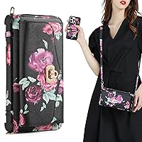 ZIFENGX- Crossbody Wallet Case for iPhone 14 Pro Max/14 Pro/14,Compatible with MagSafe RFID Blocking Durable Leather Magnetic Detachable 2 in 1 Flip Folio Zipper Card Holder (14 Pro Max,Black)