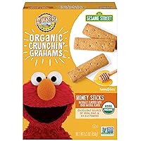 Earth's Best Organic Kids Snacks, Sesame Street Toddler Snacks, Organic Crunchin' Grahams for Toddlers 2 Years and Older, Honey Sticks with other Natural Flavors, 5.3 oz Box