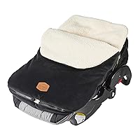 JJ Cole Bundle Me Winter Baby Car Seat Cover and Bunting Bag - Original - Sherpa Lined Weather Resistant Baby Carrier and Stroller Cover - Stroller Accessories and Winter Baby Essentials - Black