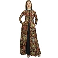 Bimba Women's Casual Full Length Cotton Printed Maxi Dress with Front Button