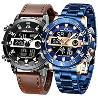 MEGALITH Men's Watches Digital Military Waterproof Sports Watches for Men Chronograph Mulifunction LED Dual Time Analog Quartz Wrist Watch Mens Tactical Heavy Duty Rugged Watch, Alarm Stopwatch