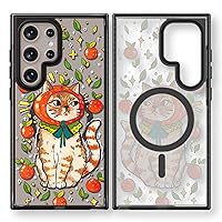 Magnetic for Samsung Galaxy S24 Ultra Magsafe Case Cute Aesthetic - Fashion Funny Kitty Cat Print Cover - Durable Shockproof Protective Phone Case 6.8