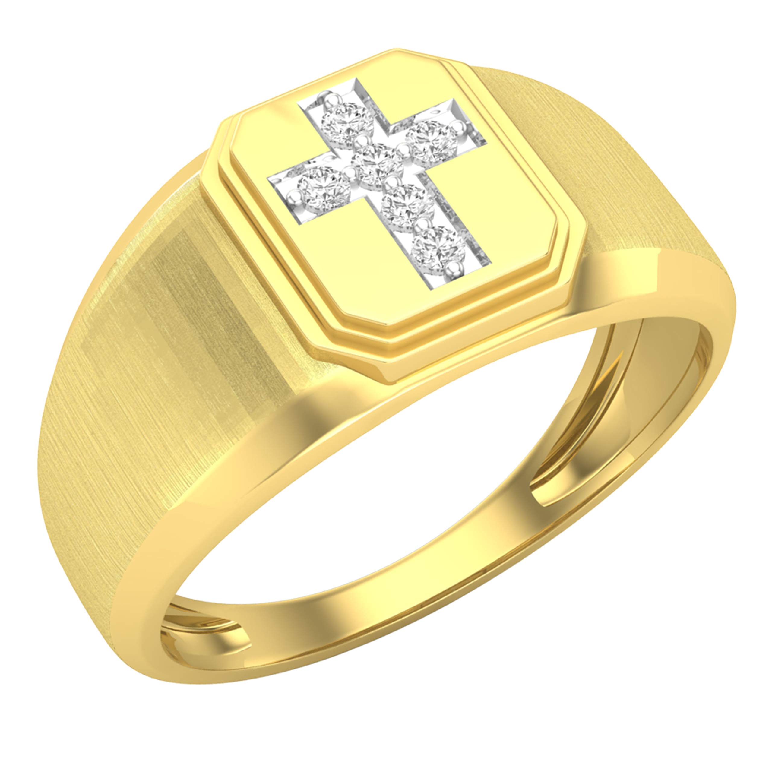 Dazzlingrock Collection 0.10 Carat (ctw) 10k Round Diamond Mens Cross Band Ring, Yellow Gold