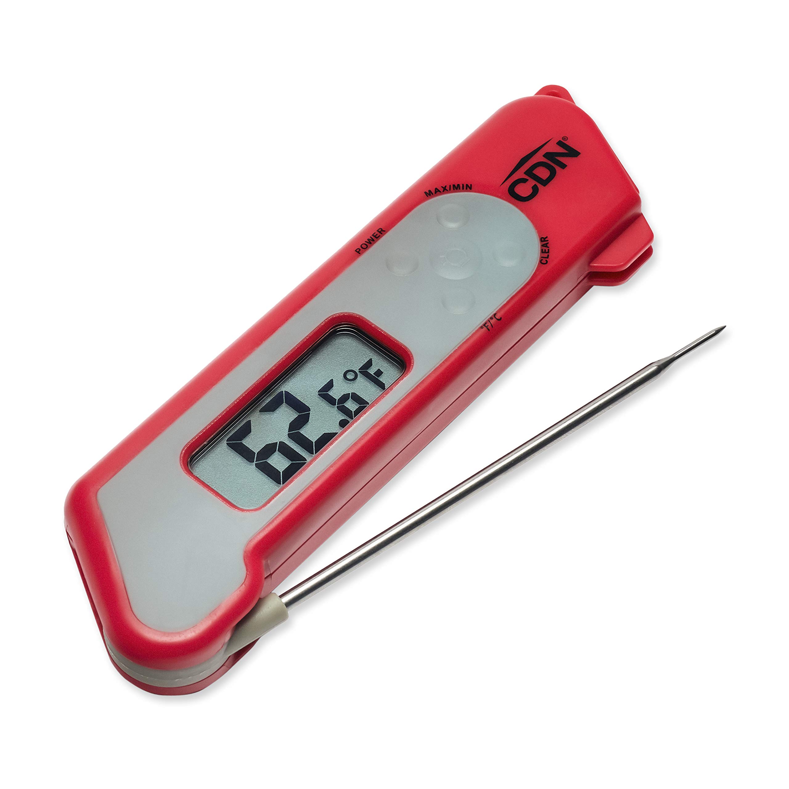 CDN ProAccurate Digital Themometer - Folding Thermocouple Thermometer - Instant Read - Stainless Steel Tip - Red (TCT572-R)