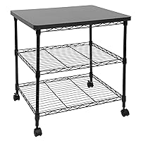 Printer Stand With Wheels | 3-Tier Large Printer Cart With Storage Shelves For 3D & Laser Printer, Scanner, Heat Press | Rolling Metal Utility Table For Home and Office Use, 200 Lbs Capacity