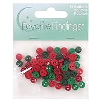 Favorite Findings Mini Round Buttons Red & Green 75 Piece