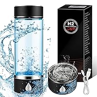 Hydrohealth Hydrogen Water Bottle Generator with PEM SPE Technology for Improved Water Quality - Portable Water Ionizer and Atmospheric Water Generator for Home, Office, and Travel ( Black )