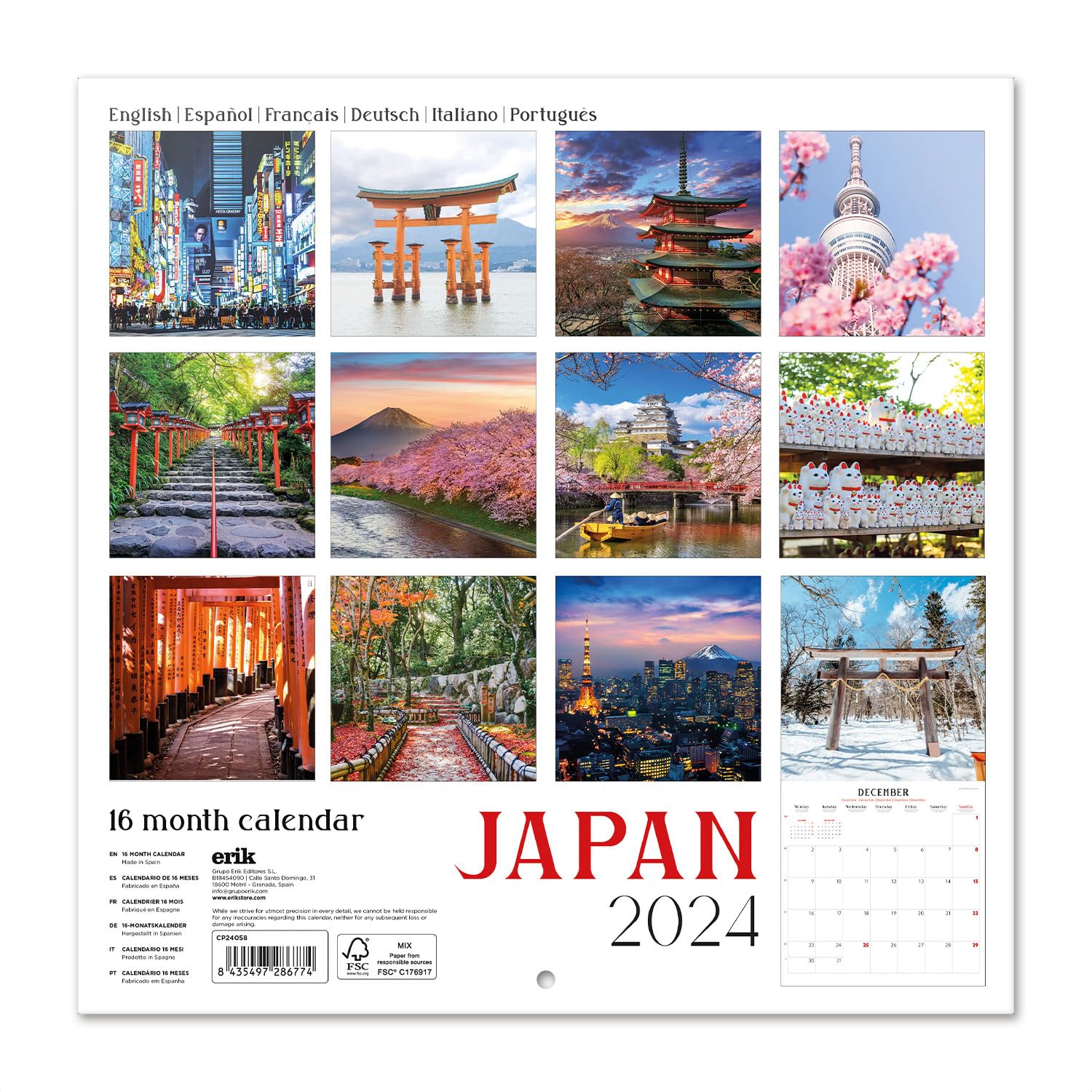 Buy Grupo Erik Kalender Wandkalender Japan Kalender Familienplaner X Cm