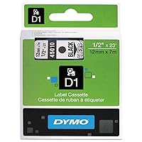 DYMO 45010 D1 Polyester Removable Label Tape, 1/2-Inch x 23 ft, Black on Clear