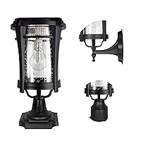 Aurora Bulb Solar Light Black Outdoor Solar Post Light (Lamp with Wall, Pier, and Fitter Mounts)