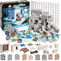 Monster Adventure Terrain- 128pc Painted Castle Expansion Set with Baseplate- Fully Modular and Stackable 3-D Tabletop World Builder Compatible with DND Dungeons Dragons, Pathfinder, and All RPG Game