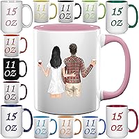 Custom Couple Coffee Mugs - Personalized Valentines Day Cups - Gift for Husband, Wife, Wedding, Birthday, Boyfriend, Girlfriend - 11 & 15 oz