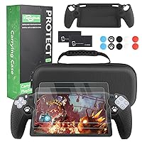 FantasDeck 14 IN 1 Kit for Playstation Portal Remote Player Accessories Carrying Case Hard Shell Storage Bag with Soft Silicone Portective Cover, Screen Portector, Thumb Grip Caps