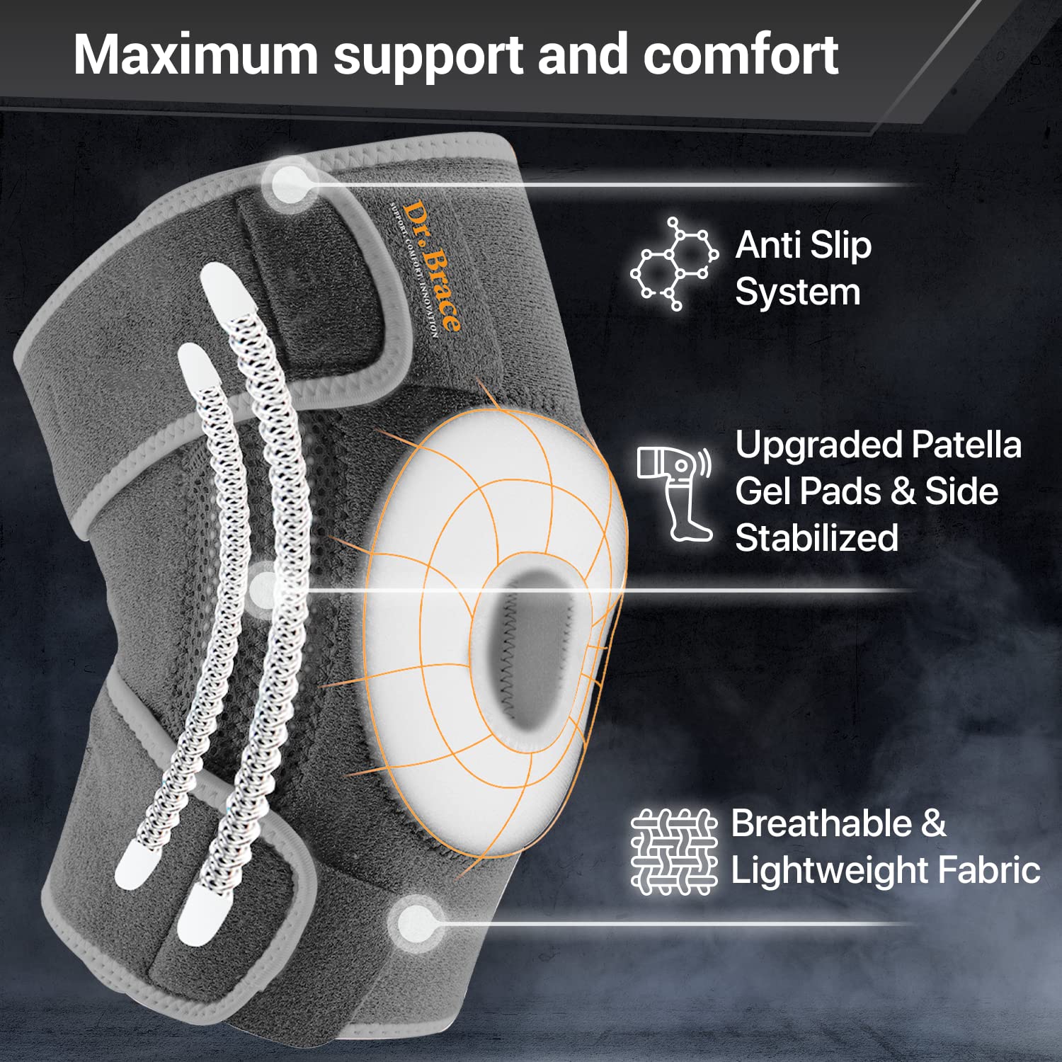 DR. BRACE ELITE Knee Brace with Side Stabilizers & Patella Gel Pads for  Maximum Knee Pain Support and fast recovery for men and women-Please Check  How