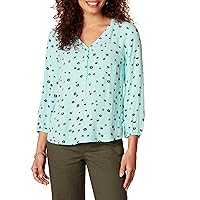 Amazon Essentials Women's 3/4 Sleeve Button Popover Shirt