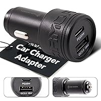 Mob Armor 38w Dual USB Quick-Charge USB A + USB C Car Charger - Fast Charging Car Charger - Adapter - Car Charger Adapter - USB Car Charger - Car Phone Charger - Phone Charger C Type & A Type (Black)