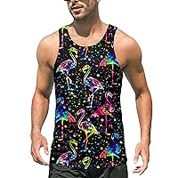 Idgreatim Mens Breathable Tank Tops Novelty 3D Graphic Gym Workout Sleeveless T-Shirt Tees S-XXL