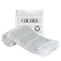 Cacala 100% Turkish Cotton Kitchen Tea Towels, Highly Absorbent Luxury Soft Quick Drying Dish Towel with Hanging Loop for Gym, Yoga, Bath, Sports, Cleaning and Kitchen (23 x 36), Silvergrey