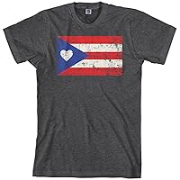 Threadrock Men's Puerto Rico Flag with Heart T-Shirt