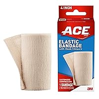 ACE 4 Inch Elastic Bandage with Hook Closure, Beige, Great for Leg, Shoulder and More, 1 Count