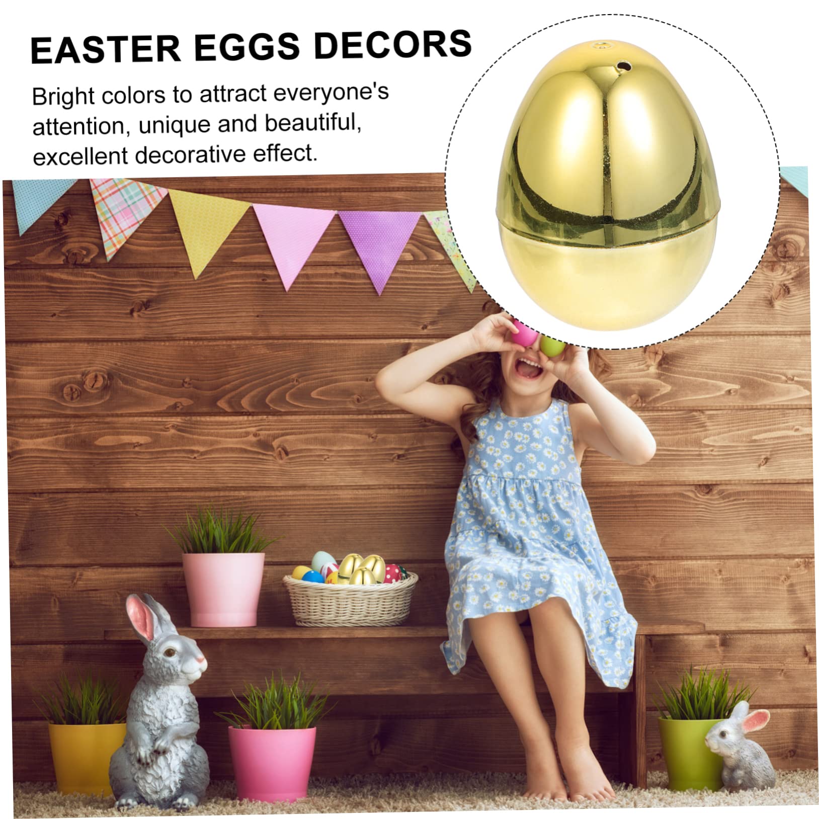 ERINGOGO 10pcs Opening Toy Eggs Easter Basket Fillers Empty Easter Eggs Easter Egg Treat Easter Candy Egg Golden Filler Eggs Craft Eggs Kids Hamper Plastic Egg Ornaments Pendant Chic Child