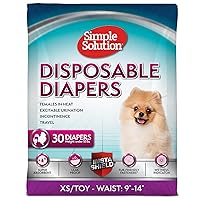 Simple Solution True Fit Disposable Dog Diapers for Female Dogs | Super Absorbent with Wetness Indicator | XS/Toy | 30 Count