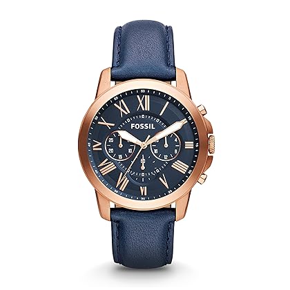 Fossil Grant Men's Watch with Chronograph Display and Genuine Leather or Stainless Steel Band